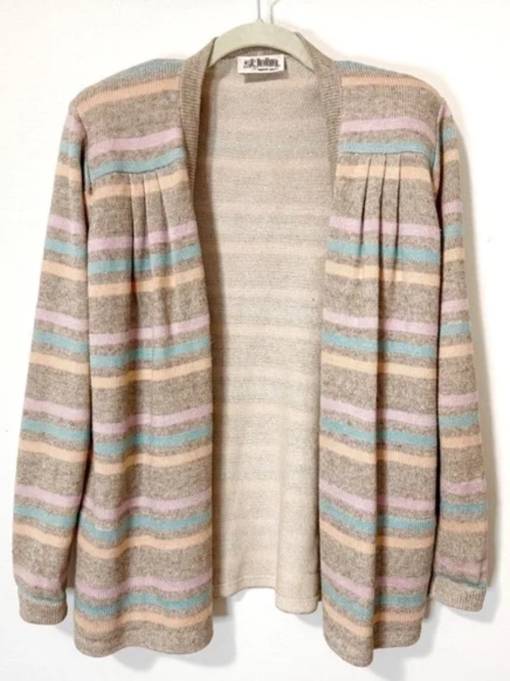 Vintage St John by Marie Gray Pastel Stripe Knit Cardigan M/L USA